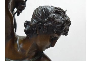フランスの彫刻家　J Coutan ROME　ジュール・フェリックス・クータン　キューピッド　高さ約70.5cm　重量約11.7kg　細部の意匠に職人のこだわりを感じるブロンズ像(Jules Felix Coutan、Cupid、置物、オブジェ)(R-074993)