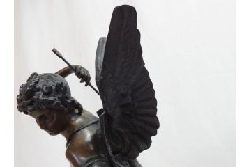 フランスの彫刻家　J Coutan ROME　ジュール・フェリックス・クータン　キューピッド　高さ約70.5cm　重量約11.7kg　細部の意匠に職人のこだわりを感じるブロンズ像(Jules Felix Coutan、Cupid、置物、オブジェ)(R-074993)