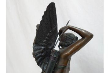 フランスの彫刻家　J Coutan ROME　ジュール・フェリックス・クータン　キューピッド　高さ約70.5cm　重量約11.7kg　細部の意匠に職人のこだわりを感じるブロンズ像(Jules Felix Coutan、Cupid、置物、オブジェ)(R-074993)