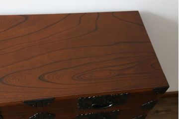 中古　美品　岩谷堂箪笥　力強い杢目と重厚感ある金具が魅力の和箪笥(整理箪笥、衣装タンス、収納たんす、引き出し)(R-075014)
