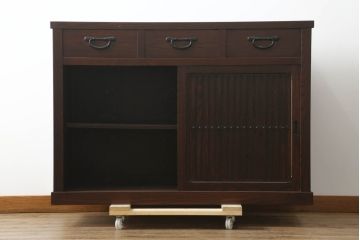 中古　美品　上質な和の空間を演出する水屋箪笥サイドボード(サイドキャビネット、収納棚、戸棚、食器棚、茶箪笥)(R-075019)