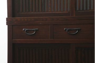 中古　美品　上質な和の空間を演出する水屋箪笥サイドボード(サイドキャビネット、収納棚、戸棚、食器棚、茶箪笥)(R-075019)