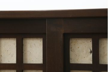 中古　国産職人手作り　カバ材　モダンデザインがお洒落な和風サイドボード(サイドキャビネット、収納棚、戸棚、食器棚)(R-075020)