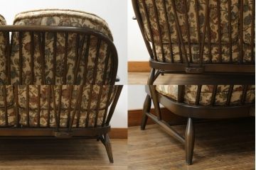 中古　美品!!　ERCOL(アーコール)　ボタニカル柄のファブリックが上品な2人掛けソファ(アームソファ、2Pソファ、二人掛け、英国、北欧)(R-075022)