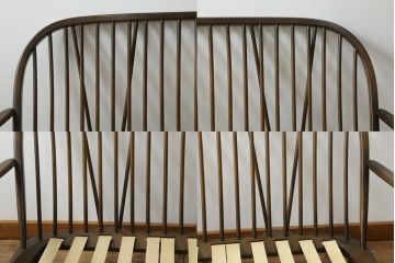 中古　美品!!　ERCOL(アーコール)　ボタニカル柄のファブリックが上品な2人掛けソファ(アームソファ、2Pソファ、二人掛け、英国、北欧)(R-075022)