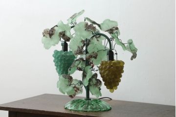 中古　イタリア　希少　トーソー社(TOSO CESARE)　ムラーノガラス(MURANO)　ブドウ(葡萄、ぶどう)　2灯　空間のアクセントになるテーブルスタンド(テーブルライト、卓上ランプ、ベネチアングラス、ムラノガラス)(R-075043)