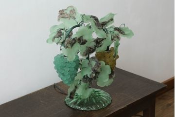 中古　イタリア　希少　トーソー社(TOSO CESARE)　ムラーノガラス(MURANO)　ブドウ(葡萄、ぶどう)　2灯　空間のアクセントになるテーブルスタンド(テーブルライト、卓上ランプ、ベネチアングラス、ムラノガラス)(R-075043)