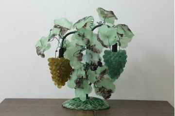 中古　イタリア　希少　トーソー社(TOSO CESARE)　ムラーノガラス(MURANO)　ブドウ(葡萄、ぶどう)　2灯　空間のアクセントになるテーブルスタンド(テーブルライト、卓上ランプ、ベネチアングラス、ムラノガラス)(R-075043)