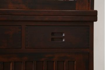 中古　美品　民芸家具　和光　NEW北樹　水屋115K　上質な和の空間を演出する二段重ね水屋箪笥(食器棚、茶箪笥、重ねタンス、キャビネット、収納棚、戸棚、店舗什器)(R-075046)