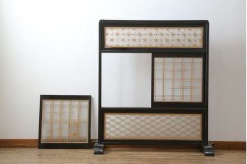 和製ビンテージ　上品な和の空間におすすめの組子衝立て(つい立て、衝い立て、仕切り、パーテーション、店舗什器、ヴィンテージ)(R-075047)
