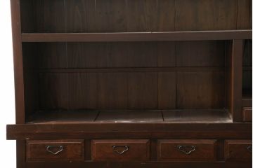 和製アンティーク　前面欅(ケヤキ)材　檜(ヒノキ)材　重厚感ある佇まいが魅力的な金沢水屋箪笥サイドボード(食器棚、サイドキャビネット、茶棚、茶箪笥、収納棚、戸棚、店舗什器)(R-075057)