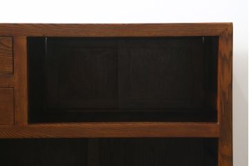 和製ビンテージ　美品!!　楡(ニレ)材　希少な両面使い　美しい木目と品のある佇まいが魅力の水屋箪笥(収納棚、戸棚、食器棚、ビンテージ)(R-075074)