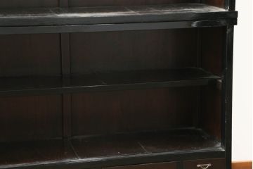 和製アンティーク　美品!!　シックな佇まいが目を惹く会津二段重ね水屋箪笥(収納棚、キャビネット、食器棚、戸棚、重ねタンス)(R-075076)
