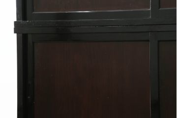 和製アンティーク　美品!!　シックな佇まいが目を惹く会津二段重ね水屋箪笥(収納棚、キャビネット、食器棚、戸棚、重ねタンス)(R-075076)