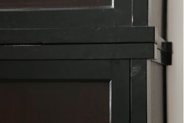 和製アンティーク　美品!!　シックな佇まいが目を惹く会津二段重ね水屋箪笥(収納棚、キャビネット、食器棚、戸棚、重ねタンス)(R-075076)
