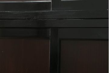 和製アンティーク　美品!!　シックな佇まいが目を惹く会津二段重ね水屋箪笥(収納棚、キャビネット、食器棚、戸棚、重ねタンス)(R-075076)