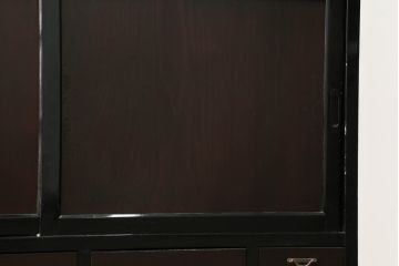 和製アンティーク　美品!!　シックな佇まいが目を惹く会津二段重ね水屋箪笥(収納棚、キャビネット、食器棚、戸棚、重ねタンス)(R-075076)