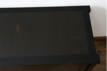 和製アンティーク　美品!!　シックな佇まいが目を惹く会津水屋箪笥サイドボード(収納棚、サイドキャビネット、食器棚、戸棚、テレビ台、テレビボード)(R-075077)