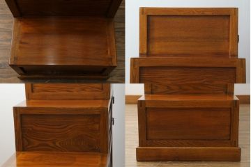 中古　美品!!　楡(ニレ)材　組み合わせ式　収納力抜群!!金具の素敵な両面使いできる階段箪笥(和箪笥、和タンス、収納箪笥)(R-075079)