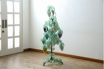 中古　イタリア製　トーソー社(TOSO CESARE)　ムラーノガラス(Murano　Glass)　ブドウ(葡萄、ぶどう)　13灯　空間のアクセントになるスタンドライト(フロアスタンド、スタンド照明、フロア照明、ベネチアングラス、ヴェネチアングラス、ムラノガラス)(定価約130万円)(R-075080)