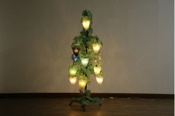 中古　イタリア製　トーソー社(TOSO CESARE)　ムラーノガラス(Murano　Glass)　ブドウ(葡萄、ぶどう)　13灯　空間のアクセントになるスタンドライト(フロアスタンド、スタンド照明、フロア照明、ベネチアングラス、ヴェネチアングラス、ムラノガラス)(定価約130万円)(R-075080)