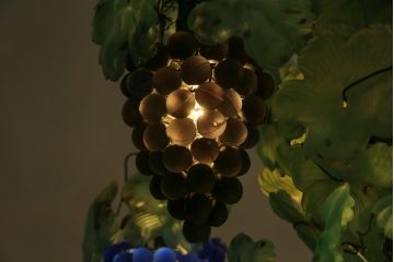 中古　イタリア製　トーソー社(TOSO CESARE)　ムラーノガラス(Murano　Glass)　ブドウ(葡萄、ぶどう)　13灯　空間のアクセントになるスタンドライト(フロアスタンド、スタンド照明、フロア照明、ベネチアングラス、ヴェネチアングラス、ムラノガラス)(定価約130万円)(R-075080)