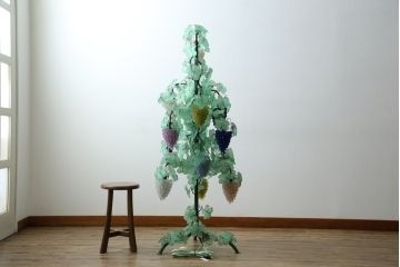中古　イタリア製　トーソー社(TOSO CESARE)　ムラーノガラス(Murano　Glass)　ブドウ(葡萄、ぶどう)　13灯　空間のアクセントになるスタンドライト(フロアスタンド、スタンド照明、フロア照明、ベネチアングラス、ヴェネチアングラス、ムラノガラス)(定価約130万円)(R-075080)