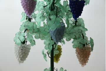 中古　イタリア製　トーソー社(TOSO CESARE)　ムラーノガラス(Murano　Glass)　ブドウ(葡萄、ぶどう)　13灯　空間のアクセントになるスタンドライト(フロアスタンド、スタンド照明、フロア照明、ベネチアングラス、ヴェネチアングラス、ムラノガラス)(定価約130万円)(R-075080)