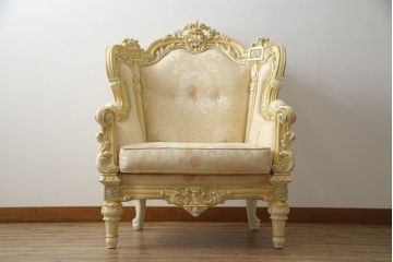 中古　イタリア高級家具　SILIK(シリック)　ロココ調　優雅で上品な空間づくりにぴったりな1人掛けソファ(一人掛けソファ、1P、アームソファ)(R-075092)