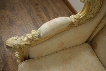 中古　イタリア高級家具　SILIK(シリック)　ロココ調　優雅で上品な空間づくりにぴったりな1人掛けソファ(一人掛けソファ、1P、アームソファ)(R-075092)