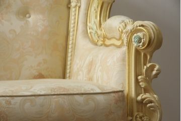 中古　イタリア高級家具　SILIK(シリック)　ロココ調　優雅で上品な空間づくりにぴったりな1人掛けソファ(一人掛けソファ、1P、アームソファ)(R-075092)