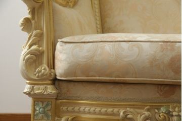 中古　イタリア高級家具　SILIK(シリック)　ロココ調　優雅で上品な空間づくりにぴったりな1人掛けソファ(一人掛けソファ、1P、アームソファ)(R-075092)