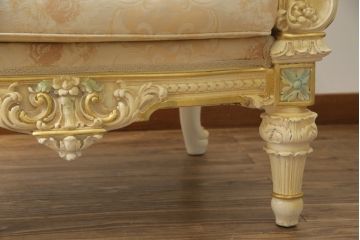 中古　イタリア高級家具　SILIK(シリック)　ロココ調　優雅で上品な空間づくりにぴったりな1人掛けソファ(一人掛けソファ、1P、アームソファ)(R-075092)