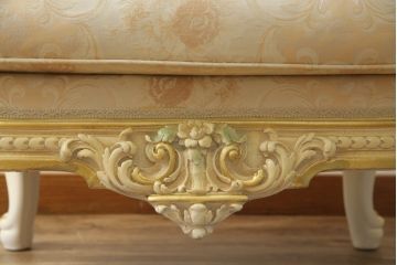 中古　イタリア高級家具　SILIK(シリック)　ロココ調　優雅で上品な空間づくりにぴったりな1人掛けソファ(一人掛けソファ、1P、アームソファ)(R-075092)
