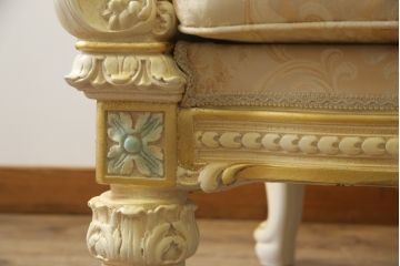 中古　イタリア高級家具　SILIK(シリック)　ロココ調　優雅で上品な空間づくりにぴったりな1人掛けソファ(一人掛けソファ、1P、アームソファ)(R-075092)