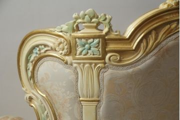 中古　イタリア高級家具　SILIK(シリック)　ロココ調　優雅で上品な空間づくりにぴったりな1人掛けソファ(一人掛けソファ、1P、アームソファ)(R-075092)