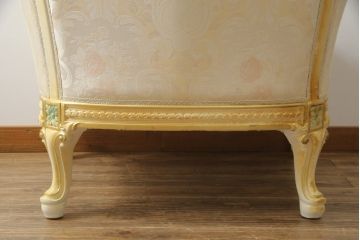 中古　イタリア高級家具　SILIK(シリック)　ロココ調　優雅で上品な空間づくりにぴったりな1人掛けソファ(一人掛けソファ、1P、アームソファ)(R-075092)