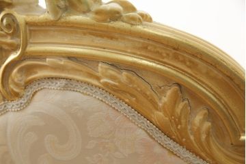 中古　イタリア高級家具　SILIK(シリック)　ロココ調　優雅で上品な空間づくりにぴったりな1人掛けソファ(一人掛けソファ、1P、アームソファ)(R-075092)