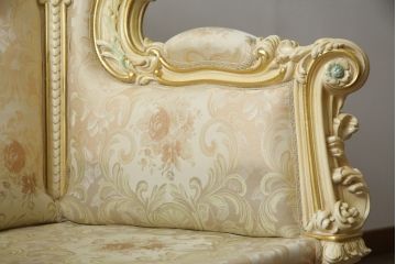 中古　イタリア高級家具　SILIK(シリック)　ロココ調　優雅で上品な空間づくりにぴったりな1人掛けソファ(一人掛けソファ、1P、アームソファ)(R-075092)