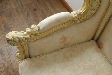 中古　美品　イタリア高級家具　SILIK(シリック)　ロココ調　優雅で上品な空間づくりにぴったりな1人掛けソファ(一人掛けソファ、1P、アームソファ)(R-075093)