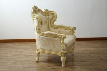 中古　美品　イタリア高級家具　SILIK(シリック)　ロココ調　優雅で上品な空間づくりにぴったりな1人掛けソファ(一人掛けソファ、1P、アームソファ)(R-075093)