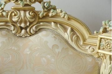 中古　美品　イタリア高級家具　SILIK(シリック)　ロココ調　優雅で上品な空間づくりにぴったりな1人掛けソファ(一人掛けソファ、1P、アームソファ)(R-075093)