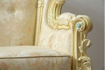 中古　美品　イタリア高級家具　SILIK(シリック)　ロココ調　優雅で上品な空間づくりにぴったりな1人掛けソファ(一人掛けソファ、1P、アームソファ)(R-075093)