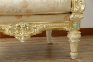 中古　美品　イタリア高級家具　SILIK(シリック)　ロココ調　優雅で上品な空間づくりにぴったりな1人掛けソファ(一人掛けソファ、1P、アームソファ)(R-075093)