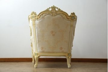 中古　美品　イタリア高級家具　SILIK(シリック)　ロココ調　優雅で上品な空間づくりにぴったりな1人掛けソファ(一人掛けソファ、1P、アームソファ)(R-075093)