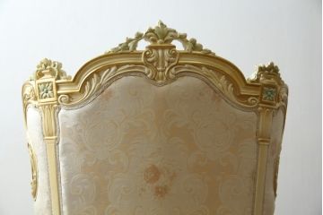 中古　美品　イタリア高級家具　SILIK(シリック)　ロココ調　優雅で上品な空間づくりにぴったりな1人掛けソファ(一人掛けソファ、1P、アームソファ)(R-075093)