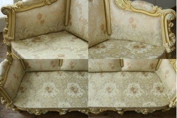 中古　イタリア高級家具　SILIK(シリック)　優雅で上品なロココ調の3人掛けソファ　(R-075094)