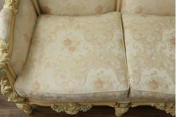 中古　美品　イタリア高級家具　SILIK(シリック)　ロココ調　優雅で上品な空間づくりにぴったりな3人掛けソファ(三人掛けソファ、3P、アームソファ)(R-075094)