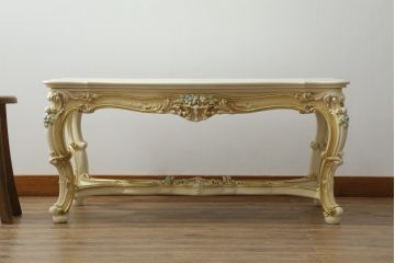 中古　美品　イタリア高級家具　SILIK(シリック)　ロココ調　優雅で上品な空間づくりにぴったりなセンターテーブル(ローテーブル、ソファテーブル、リビングテーブル、4人掛け)(定価約42万円)(R-075095)