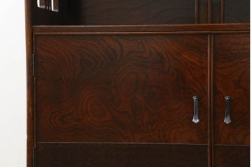 中古　美品!!　上手物!!　職人手造り　国産家具　欅(ケヤキ)材　品のある落ち着いた佇まいが素敵な漆塗りの飾り棚(茶棚、茶タンス、収納棚、戸棚)(R-075101)